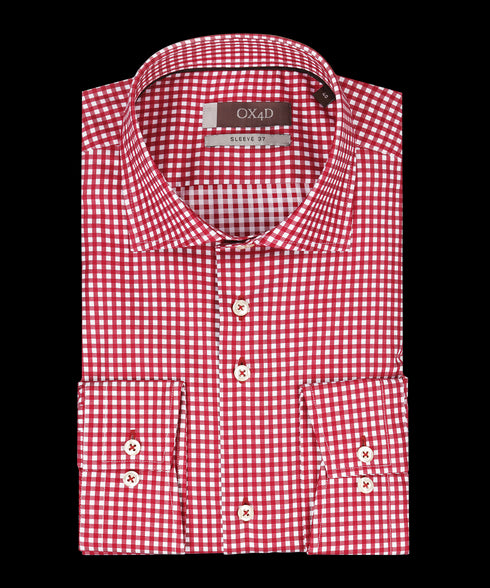 Royal rood geruit overhemd (Extra lange mouwen)